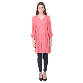 Pink Plain Blended Cotton Tunics 1