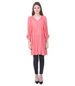 Pink Plain Blended Cotton Tunics