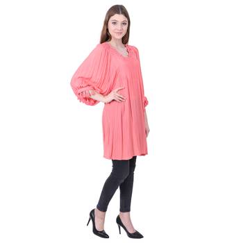 Pink Plain Blended Cotton Tunics 3