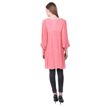 Pink Plain Blended Cotton Tunics 4