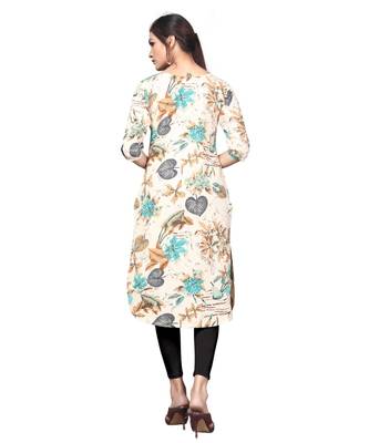 Off-white color Printed American Crepe Straight Kurti 2