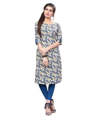 Multi-color Printed American Crepe Straight Kurti 1