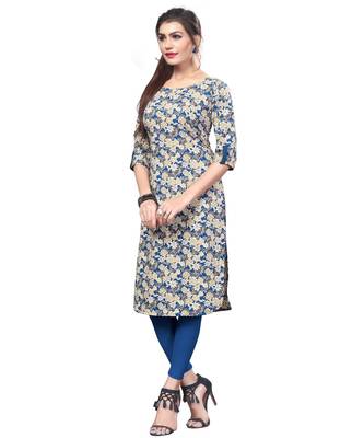 Multi-color Printed American Crepe Straight Kurti 4