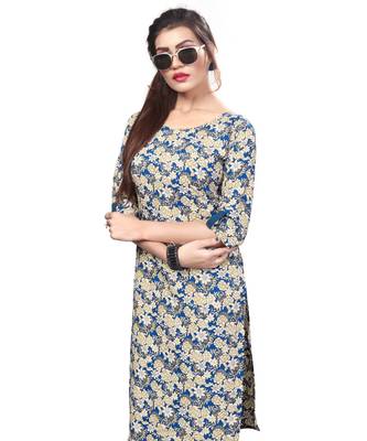 Multi-color Printed American Crepe Straight Kurti 5