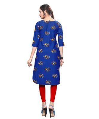 Blue Color Printed American Crepe Straight Kurti 2