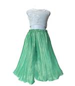 Aglare self artificial silk crush Palazzo with embossed flower net white Blouse with Unicorn purse free,Fully stitched