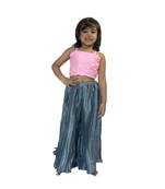 Aglare self artificial silk crush Palazzo with embossed flower net Pink Blouse with Unicorn purse free,Fully stitched