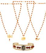Gold Plated Traditional Combo Rudraksh Kada And  Mala Pendant For Men And Women-Set 4