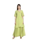 Flared Ethnic Angrakh Kurta with Skirt Set
