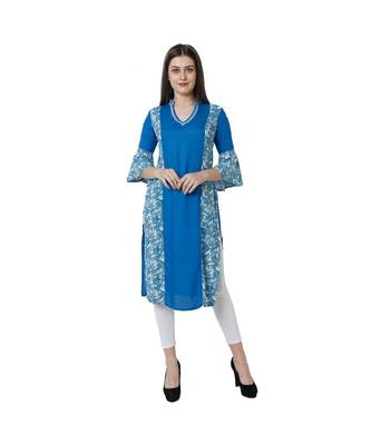 blue printed rayon kurtis 1