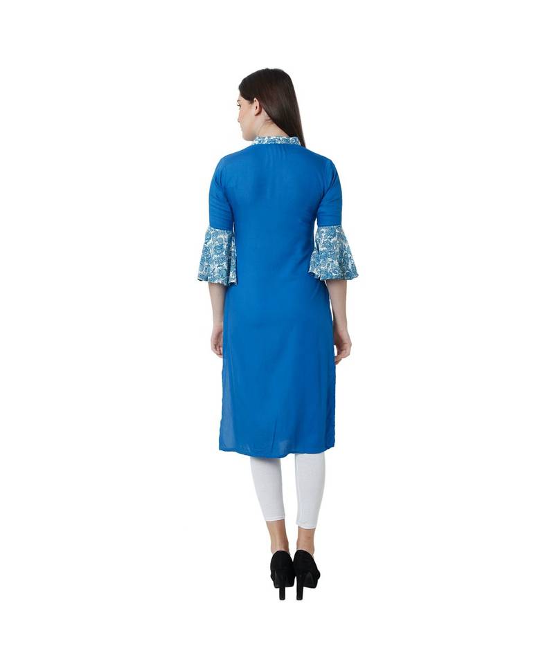 blue printed rayon kurtis