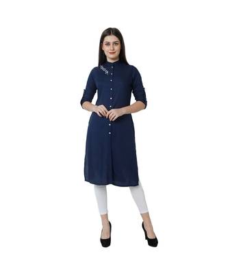 blue printed rayon kurtis 1