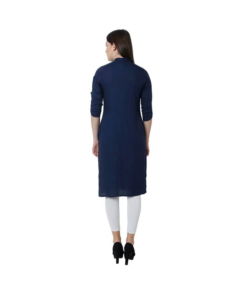 blue printed rayon kurtis