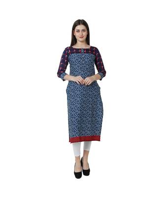blue printed rayon kurtis 1