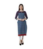 blue printed rayon kurtis