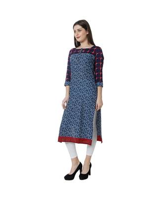 blue printed rayon kurtis 3