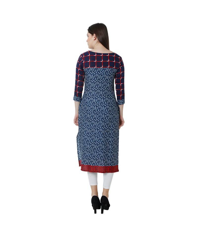 blue printed rayon kurtis