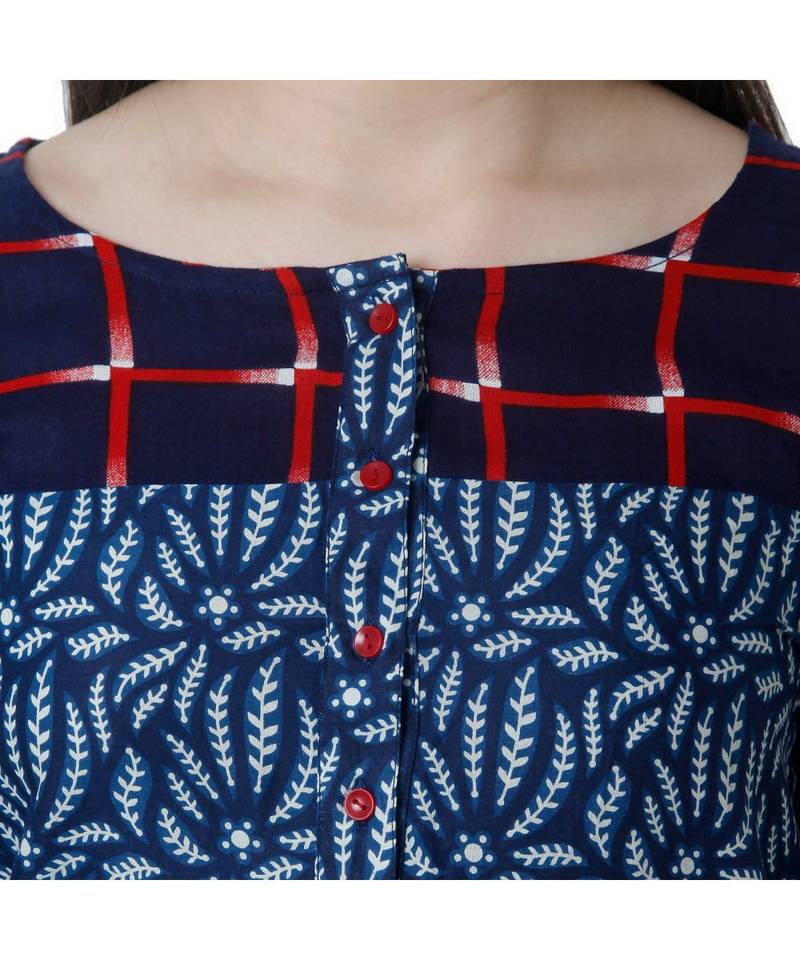 blue printed rayon kurtis