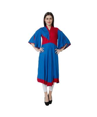 blue printed rayon kurtis 1