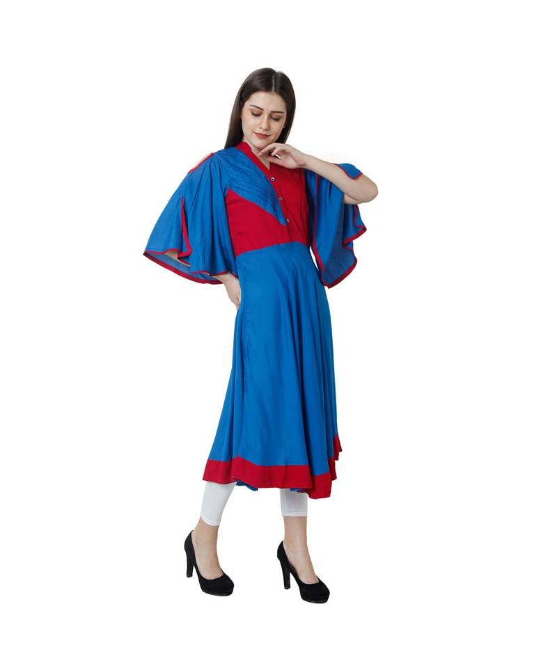 blue printed rayon kurtis