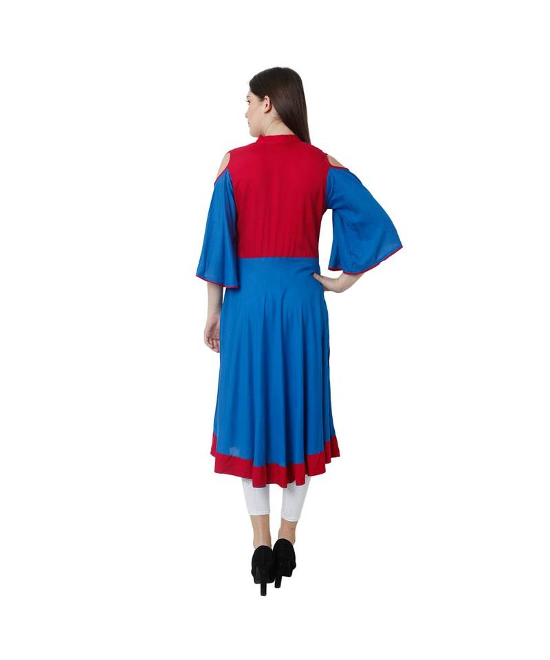 blue printed rayon kurtis