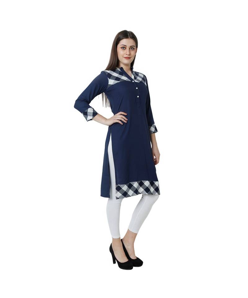 blue printed rayon kurtis