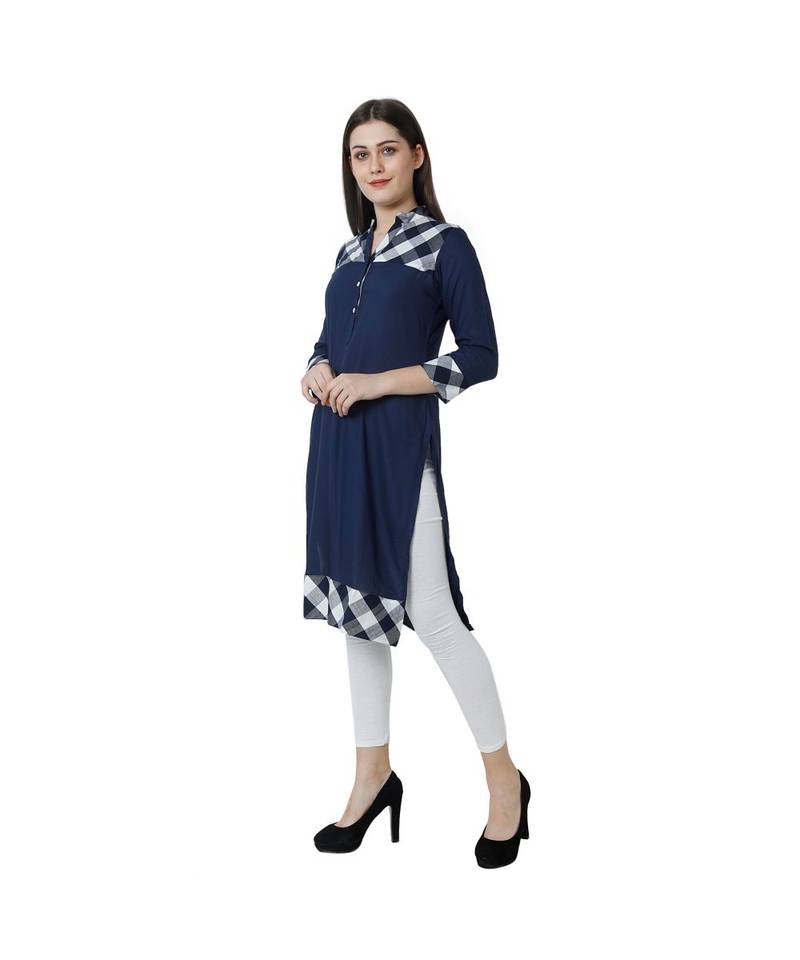 blue printed rayon kurtis