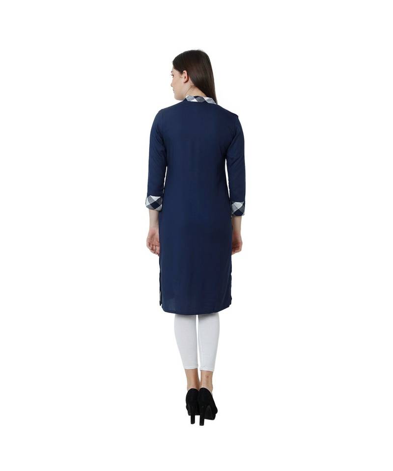 blue printed rayon kurtis