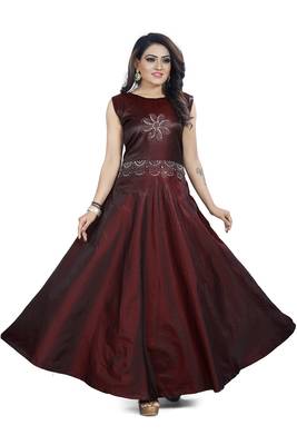 Maroon Embroidered Satin Salwar 1