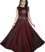 Maroon Embroidered Satin Salwar