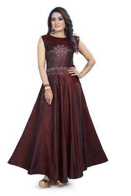 Maroon Embroidered Satin Salwar 2
