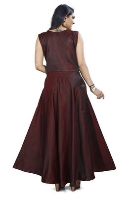 Maroon Embroidered Satin Salwar 3