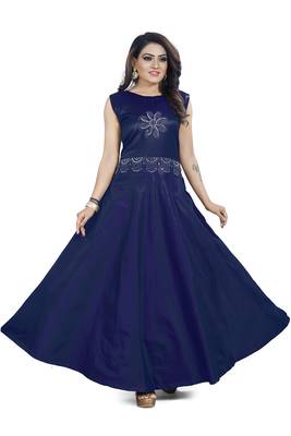 Blue Embroidered Satin Salwar 1
