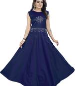 Blue Embroidered Satin Salwar