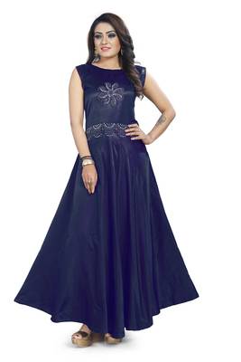 Blue Embroidered Satin Salwar 2