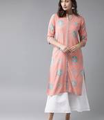 Pink printed rayon ethnic-kurtis