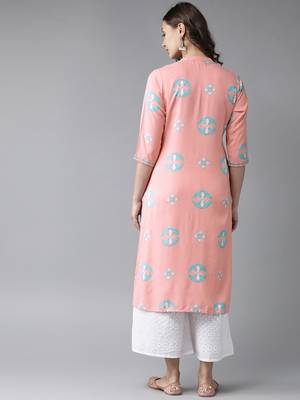 Pink printed rayon ethnic-kurtis 2