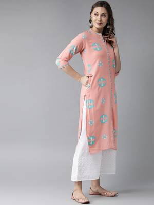 Pink printed rayon ethnic-kurtis 3
