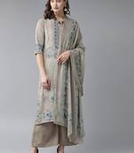 Grey floral print viscose salwar