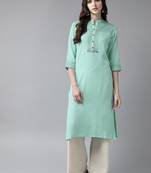 Green plain rayon ethnic-kurtis