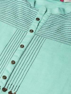 Green plain rayon ethnic-kurtis 4