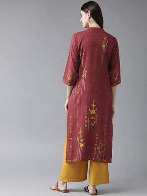 Maroon printed rayon ethnic-kurtis 2