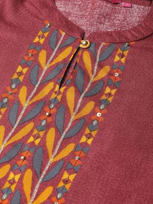 Maroon printed rayon ethnic-kurtis 4