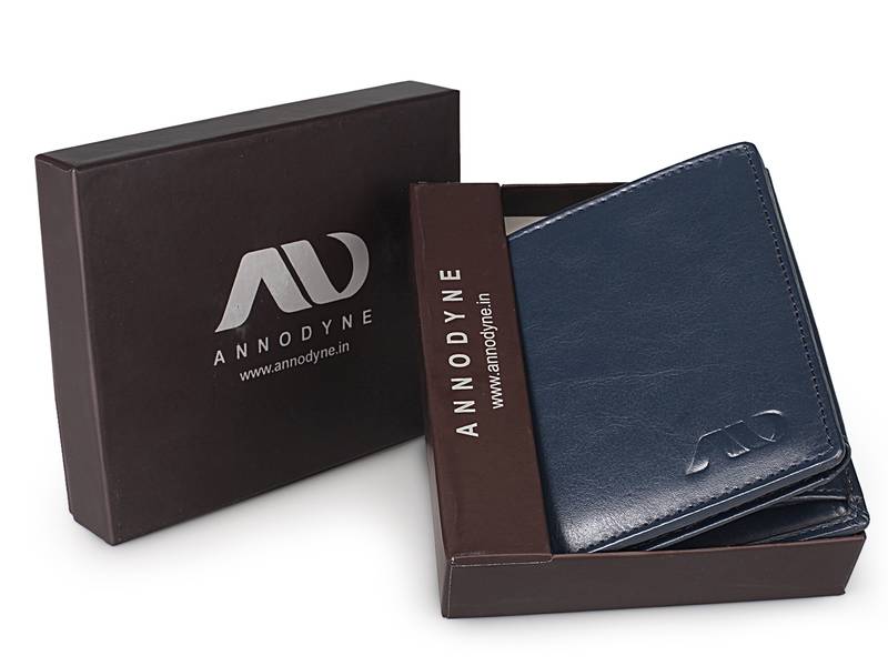 Genuine High Quality Blue Leather Wallet for Men
