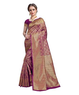 Purple woven banarasi saree with blouse 2