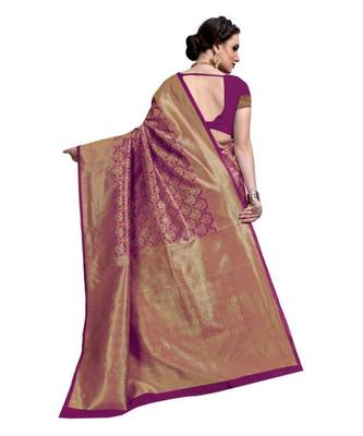 Purple woven banarasi saree with blouse 4