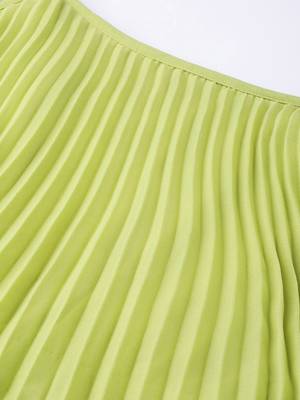 Mint Green Pleated Short Strappy Skater Dress 5