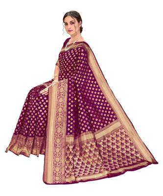 Purple woven banarasi saree with blouse 3