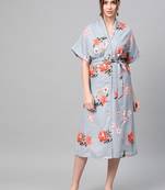 Steel Blue Floral Shirt Dress
