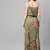 Olive Floral Strappy Pleated Maxi Dress